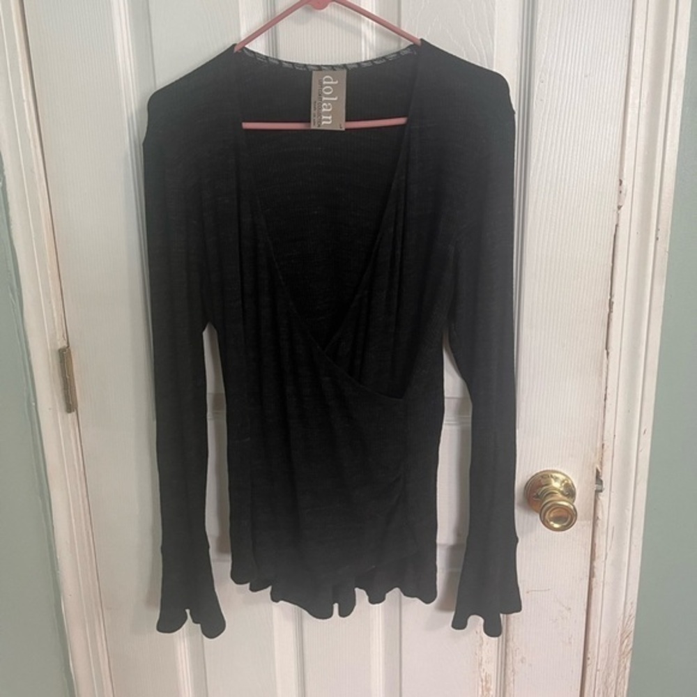 Dolan Anthropologie V-Neck Wrap Top Bell Sleeve Large